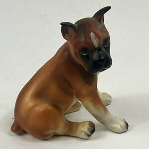 Lefton Vintage Boxer Puppy Dog Figurine H694 Ceramic 3 Inch Brown Japan